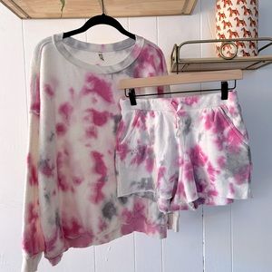 Free People Kelly Washed Tie Dye Sweater and Shorts